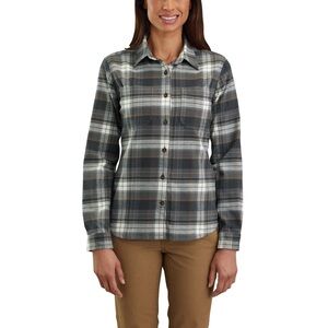 Carhartt‎ Womens Rugged Flex Hamilton Plaid Flannel Shirt Gray Brown XL